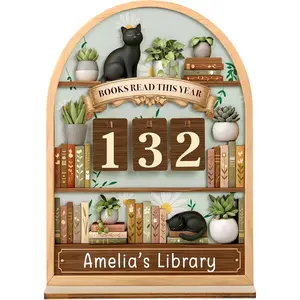 Personalized Book Read Counter Tracker Bookshelf Decor Valentines Day Gifts for Women Readers Book Lovers Bookworm Bookclub Accessories Stocking Stuffers