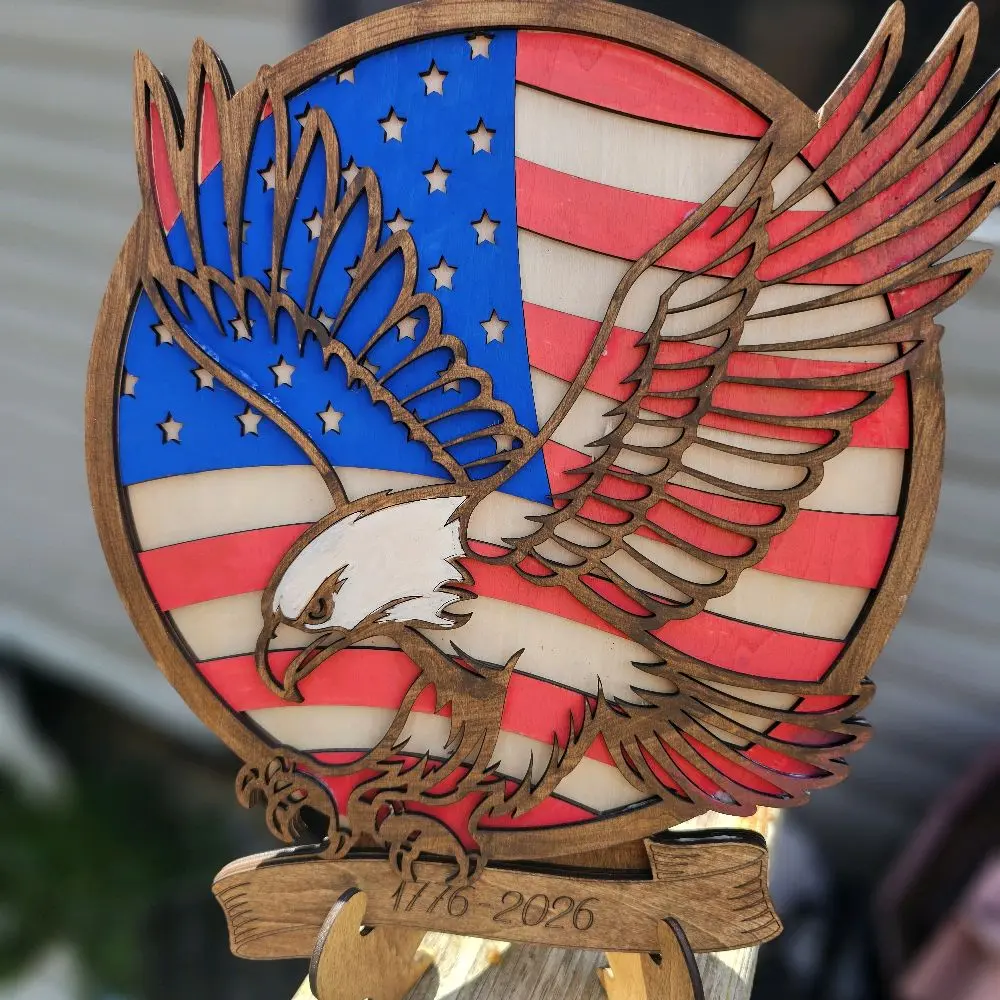Eagle 250th Celebration Wall Decor Plaque, Artwork Print - Ideal Gift for Home Decor Displays..Includes Stand
