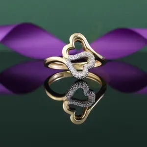 DiamondCelebritees 925 Sterling Yellow Silver 0.22ct Cubic Zirconia Promise Heart Women's Ring SZ 7
