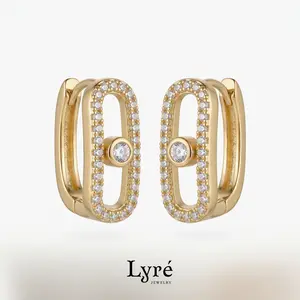 Messe Pavé Paperclip Huggie Earrings | ER023
