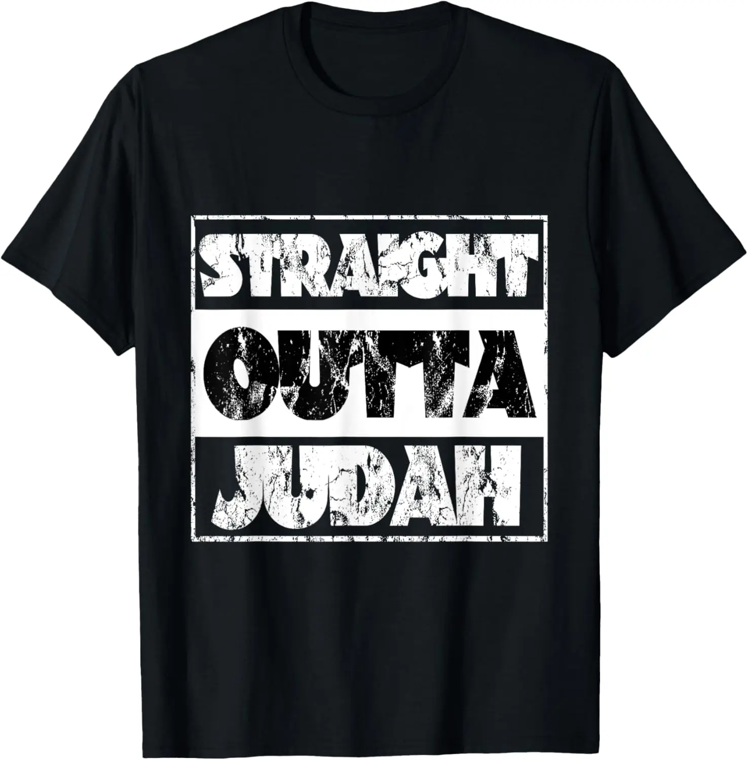 Women's 100% Cotton Short-Sleeve Vintage Everyday Streetwear Distressed Graphic T-Shirt - Straight Outta Judah, Menswear Option Top