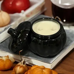 16oz Black Pumpkin Candle with reusable jar Halloween Fall Decor