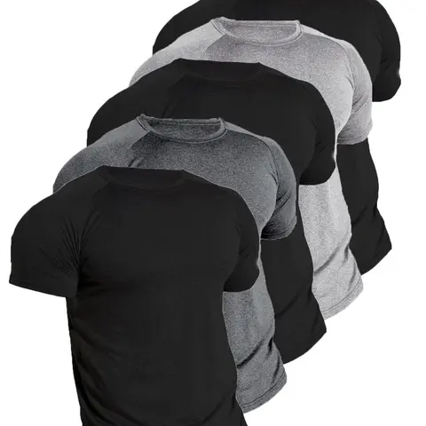 Men's Plain Round Neck Short Sleeve Sports Tee, Activewear Tee, Quick Drying Breathable Crew Neck T-shirt, Men's Sportswear for Gym Workout Running, Gym Wear