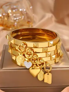 Women's Elegant Luxury Light Panel Convex Pendant Bracelet, Fashion Jewelry for Party, Daily Clothing Decor, Trendy All-match & Exquisite Jewelry for Birthday Gift, Stackable Bracelets