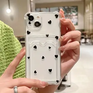 for phone phone case transparent card holder full screen black small love Cellphone Smartphone