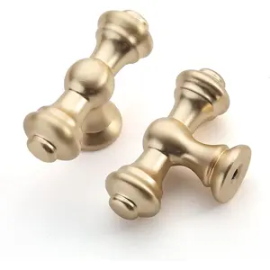 10 Pack Brushed Brass Cabinet Knobs - Gold Dresser & Drawer Knobs for Kitchen Cabinet Hardware