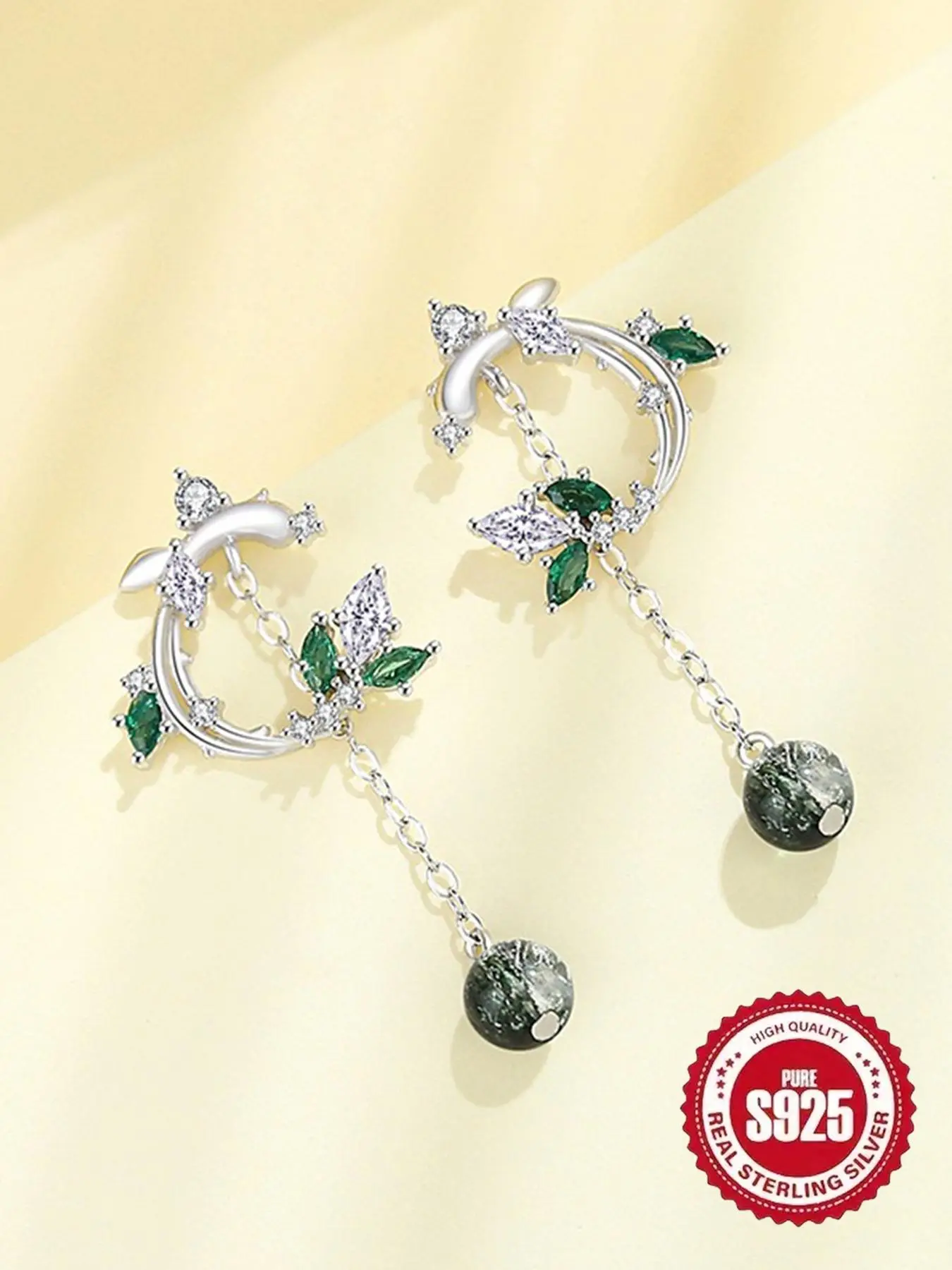 S925 Sterling Silver Creative Leaf Design Dangle Earrings, 2024 New Style Cute Forest Style Earrings for Women, Trendy All-match & Exquisite Jewelry for Gift, High Quality Earrings