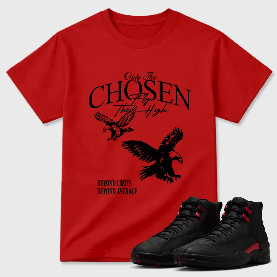 CHOSEN Shirt to Match 12 Retro Bloodline, 12s Black Varsity Red Outfit Shirt, Best Gift, Unisex Streetwear T-Shirt