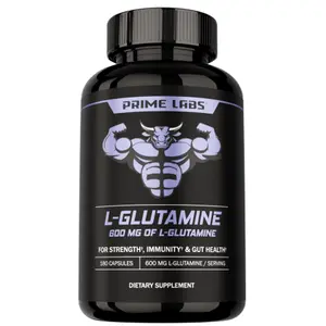 Prime Labs L-Glutamine Capsules 600mg | Amino Acid Supplement | Recovery + Digestive & Wellness Support | 60 Capsules