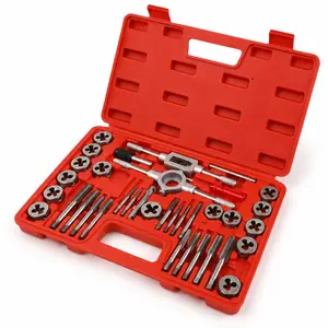 Tap and Die Set Standard | #4, 6, 8, 10, 12, 1/4, 5/16, 3/8, 7/16, 1/2" Tap Set and Die Set | Thread Repair Kits for Threading and Rethreading Internal and External Threads