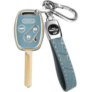 MILD EAST for Honda Key Fob Cover with Keychain, Car Key Case Shell Protector for Honda Accord 2003-2012 |   Civic 2006-2013 |   Pilot 2005-2015 CRV CRZ Fit Odyssey 4 Buttons Smart Remote Control, Blue
