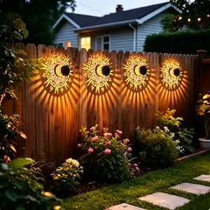 2/4-Pack Solar Mandala Projector Wall Lights, Waterproof Durable Metal Fence Light, Outdoor Decorative Lights for Garden, Patio, Backyard and Courtyard
