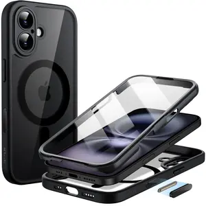 JETech Case for iPhone 16 Series with Built-in Tempered Glass Screen Protector and Camera Control Button, Compatible with MagSafe, 360 Degree Full Body Cover