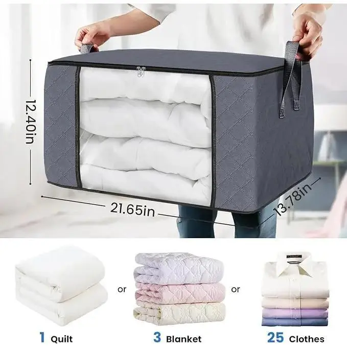 6-Pack High-Capacity Fabric Organizer Bag with Reliable Zipper, Spacious Household Carryall for Bedding, Linens and Apparel, Ideal for Closet Storage and Moving Preparation