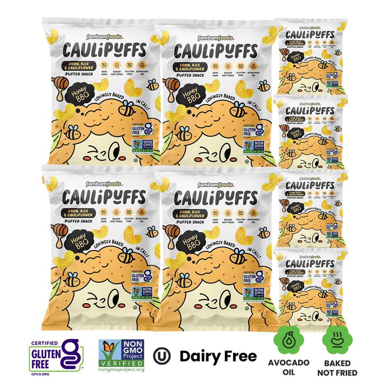 CauliPuffs Honey BBQ Big Bundle - 4 Large Bags + 4 Small Bags