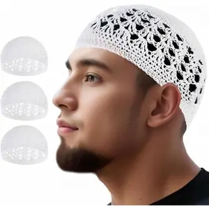 3pcs Knit Kufi Hats for Men Muslim Prayer Cap Islamic Ramadan Eid Taqiyah Cap Koofi Topi Beanie Skull Cap Under Hat