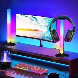 RGB LED Desk Lamp with Headphone Stand, USB Powered Color Changing Light, Ideal for Gaming Room Office Party Decor, Plastic Design