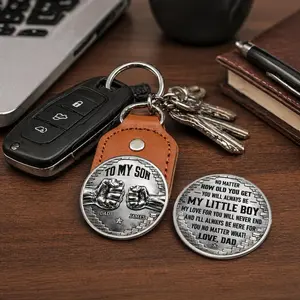 [Sale up to 50%] [Free Ship] To My Son Pocket Hug Custom Coin, Gift from Dad, Personalized Father Son Gift, Birthday Gift for Son, Father's Day Gift