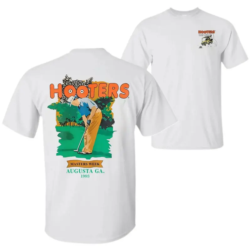 1993 Hooters Golf Club Week Vintage Unisex Round Neck Short-Sleeve Cotton T-Shirt - Full-Color Golf Cart Graphic, Fashion Fit, Comfortable Summer Casual Sports Top for Men & Women