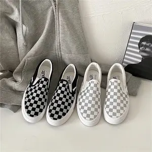Quality classic loafers, black and white plaid for men and womend
