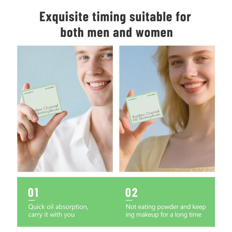 Blotting Papers for Oily Skin & Makeup Lovers - 50 Sheets with Mirror and Powder Puff | Bamboo Charcoal Absorbs Excess Oil, Keeps Skin Fresh and Matte Throughout the Day