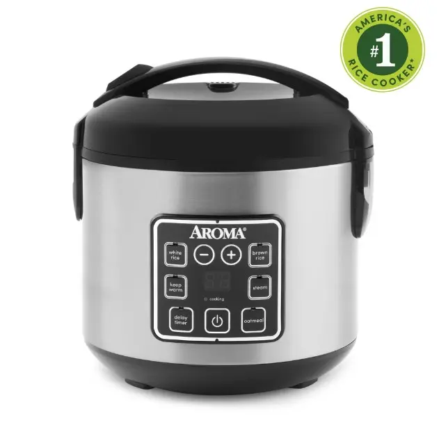 AROMA 8-Cup Digital Rice Cooker & Food Steamer with Bonded Granite Nonstick Ceramic