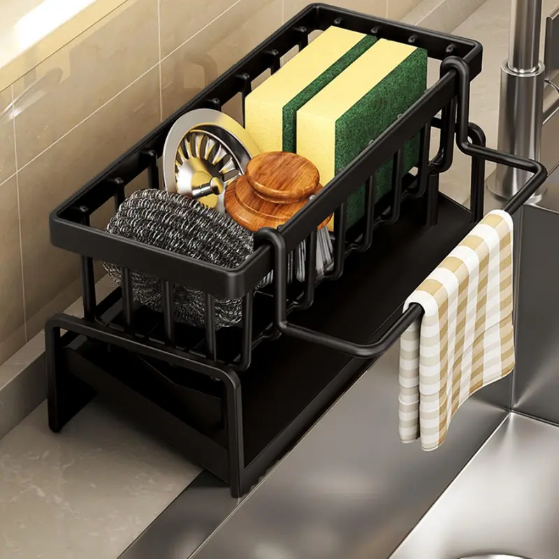 Kitchen Sink Storage Rack, Sink Caddy, Multifunctional Durable Cleaning Tool Storage Rack, Home Organizer for Kitchen & Bathroom, Bathroom Organizing Accessories