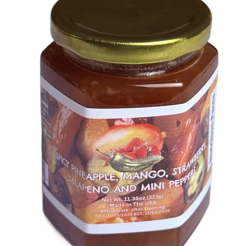 Spicy Pineapple Mango Strawberry Jalapeño & Mini Peppers Jam 11.36oz Chili Chutney Perfect for Spicy Flavor Lovers