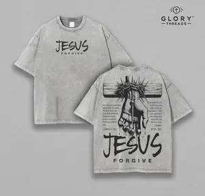 Jesus Forgive Vintage Washed Tee, Unisex Oversized Christian Streetwear Shirt, Bible Verse Graphic Faith T-shirt Christian Streetwear eligious Grunge Aesthetic