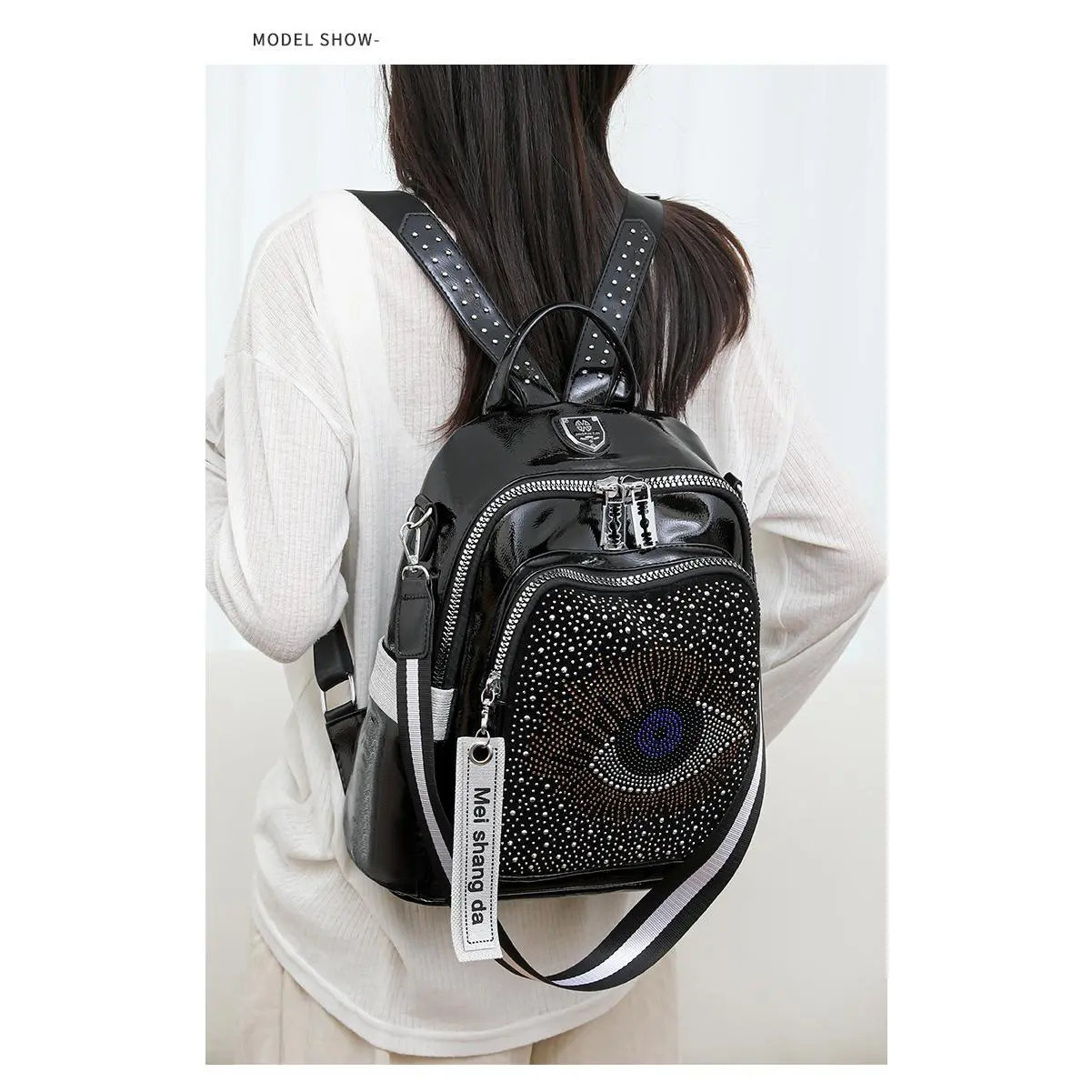Trendy Women's Rhinestone Backpack with Big Eyes Design, 2026 New Large Capacity Versatile Dual-Use Backpack - TikTok Shop Trendy Women's Rhinestone Backpack with Big Eyes Design, 2026 New Large Capacity Versatile Dual-Use Backpack - TikTok Shop