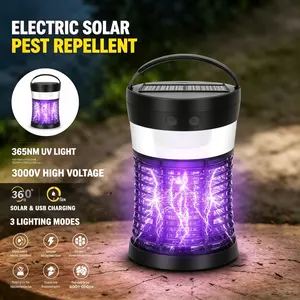 Solar Hanging Bug Zapper – High-Power UV Mosquito & Insect Killer, Rechargeable, Portable, 360° Design, 3 Lighting Modes, Perfect for Indoor & Outdoor, Kitchen & Garden