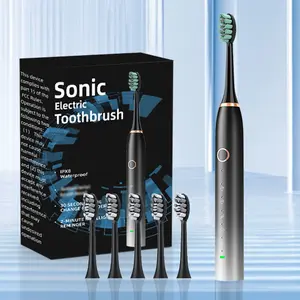 Sonic Electric Toothbrush for Adults - IPX8 Waterproof, USB Rechargeable, 5 Modes with Smart Timer, 5 Replacement Brush Heads, Travel Case Included - Black cleaning oral care tools