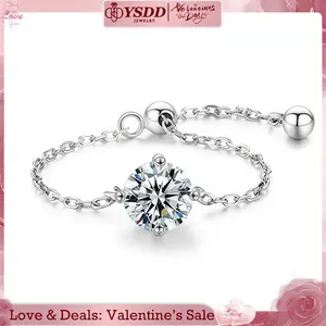 【#463  Happy December 】1CT Adjustable Chain Size 2- Size 9 vvs Synthetic Moissanite Rings in 925 Sterling Silver