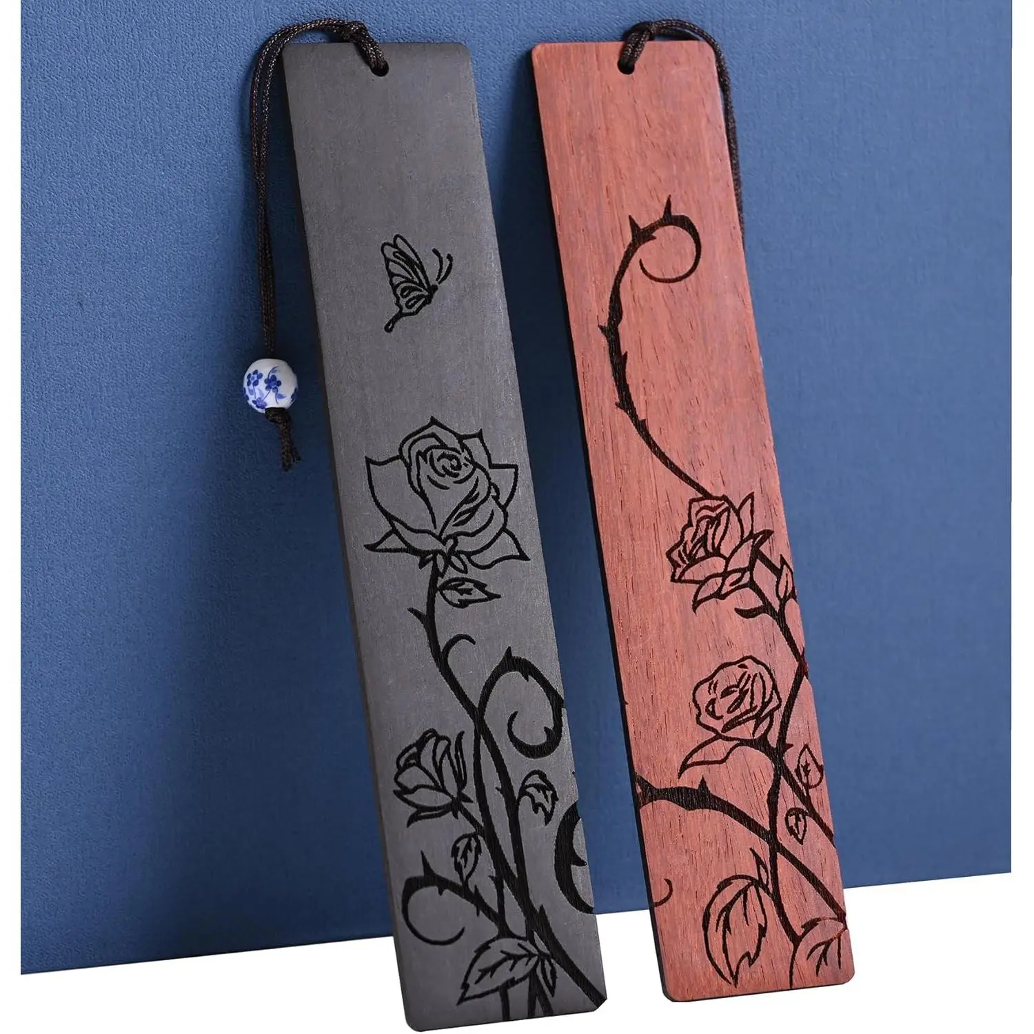 Cute Bookmarks for Women, Pretty Flower Bookmarks Rose Wooden Book Markers for Women, Bookish Gifts (Rose)