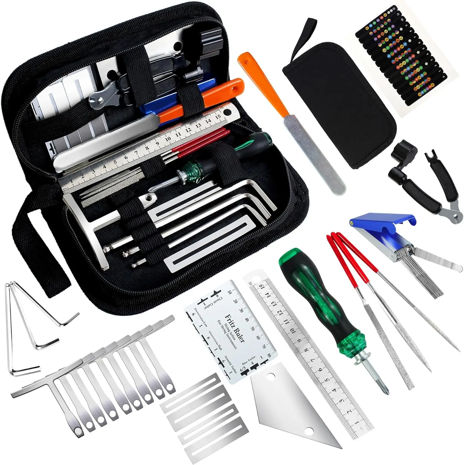 28 count Guitar Tool Kit, Guitar Accessories Gifts for Men, Guitar Maintenance Kit with Carry Bag, Guitar Repair Kit for Acoustic Electric Guitar Ukulele Bass Banjo,  Guitar Setup Kit Guitar Gifts
