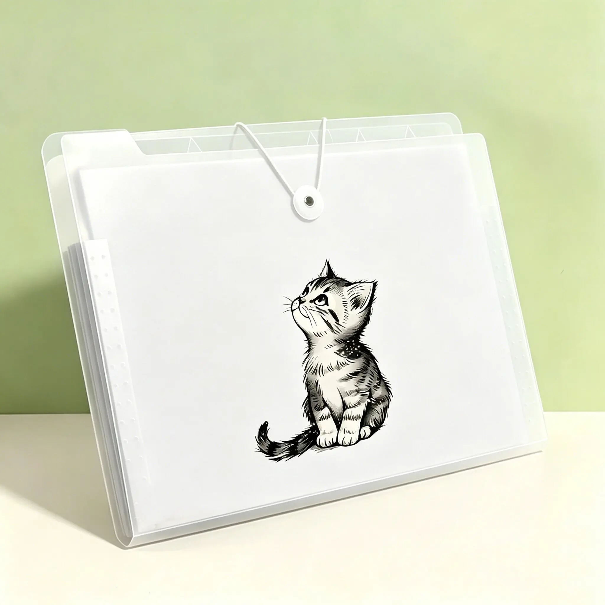 1 cute cat pattern folder, A4 letter size portable organ style file organizer, suitable for offices and schools, can be used as office supplies, foldable folder for paper organization, Filing Folders, Paper Organizers