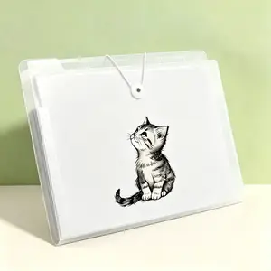 1 cute cat pattern folder, A4 letter size portable organ style file organizer, suitable for offices and schools, can be used as office supplies, foldable folder for paper organization
