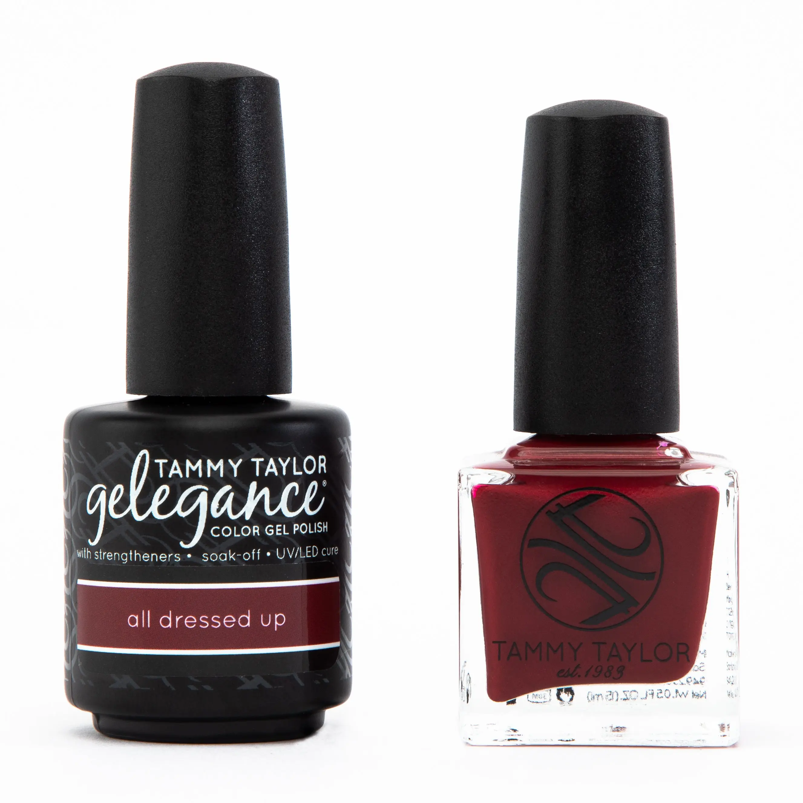 Tammy Taylor Nails Gelegance Gel Polish All Dressed Up Red Burgundy with Shimmer High Pigment Full Coverage Long Lasting Smooth Application 20g
