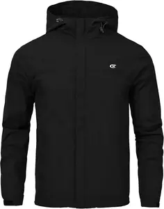 Men's Waterproof Windproof Breathable Softshell Jacket - Lightweight Hooded Outdoor Hiking Camping Fishing Sports Workwear