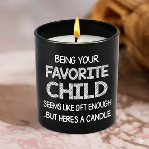 Favorite Child Funny Gifts for Dad Mom, Valentine, Birthday, Mother's Day Gifts for Mom Dad Women Men Grandma Grandpa Mother's Day Father's Day Gifts for Mom Dad Vanilla Lavender Scented Candle 10oz Recyclable Glass Jar Fragrance Ornament Perfume