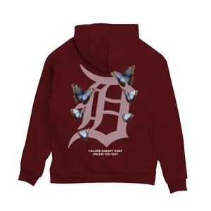 ‘DREAMS & BUTTERFLIES’ HOODIE (BURGANDY)
