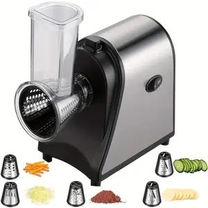 250 watt five in one electric cheese grinder, electric vegetable slicer and cutter, professional stainless steel with 5 conical blades, multifunctional vegetable, carrot, potato, and fruit slicer