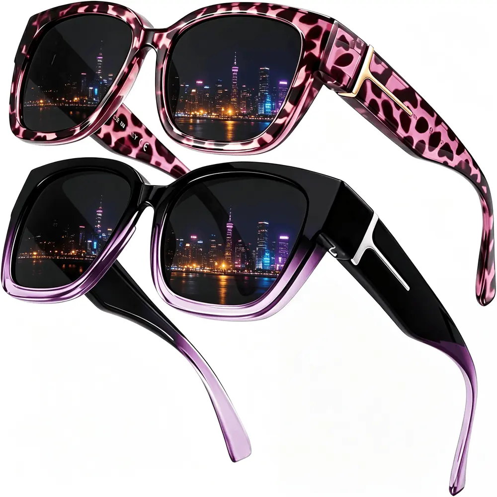 【FitOver Sunglasses】Women's Fit Over Prescription Sunglasses - Oversized Square Full-Rim Plastic Frames Mirrored Polarized , UV400 Protection, Trendy Sunglasses, Unisex Fashion Accessory for Summer Wins, Accessories for Women The Choice of Gifts