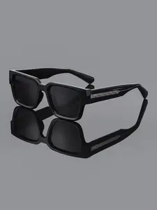 Fashion Unisex Thick Frame Rectangular Pin Leg Sunglasses, Face Shaping, Ideal for Daily Photography, Music Festivals