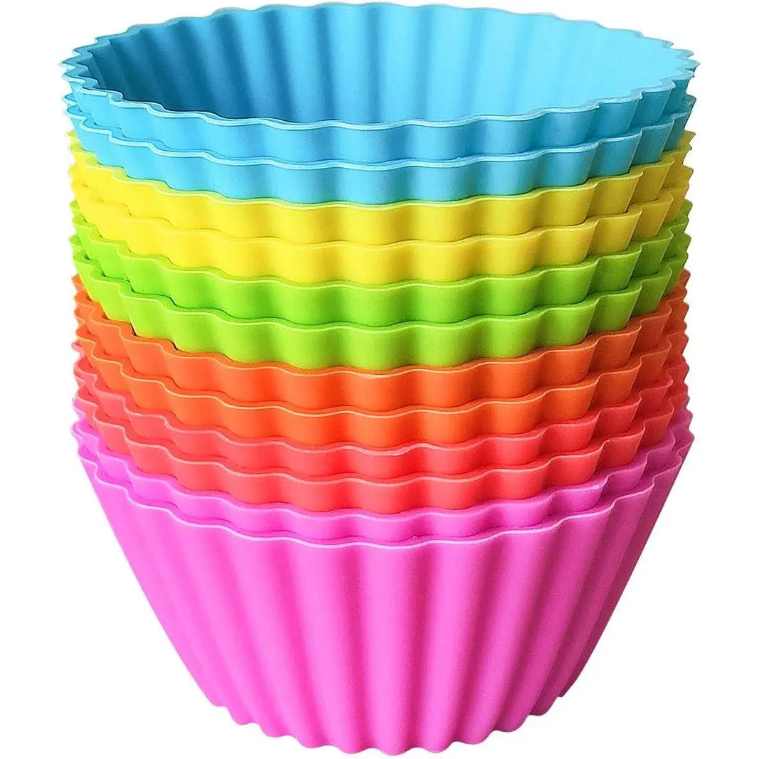 Cupcake Baking Cups, Multi Color  Muffin Cup Liners, Rainbow Cupcake Wrappers, 6 Vibrant Colors (12pack(3.5x3.5x3.9 inch))