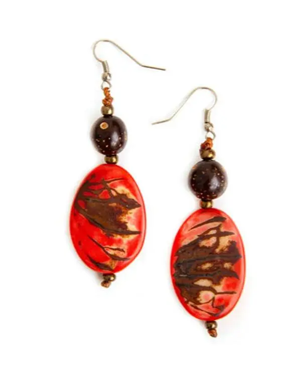 Poppy Coral Tagua Earrings