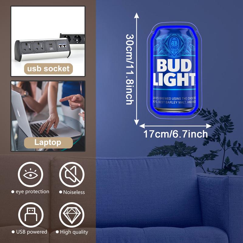 Bud Light Beer Neon Sign for Wall Decor Dimmable Beer Neon Signs Bar Led Sign Neon Sign for Man Cave Light Up Sign for Bedroom Home Bar Shop Pub Bistro Party Hotel Game Room Decor Gifts