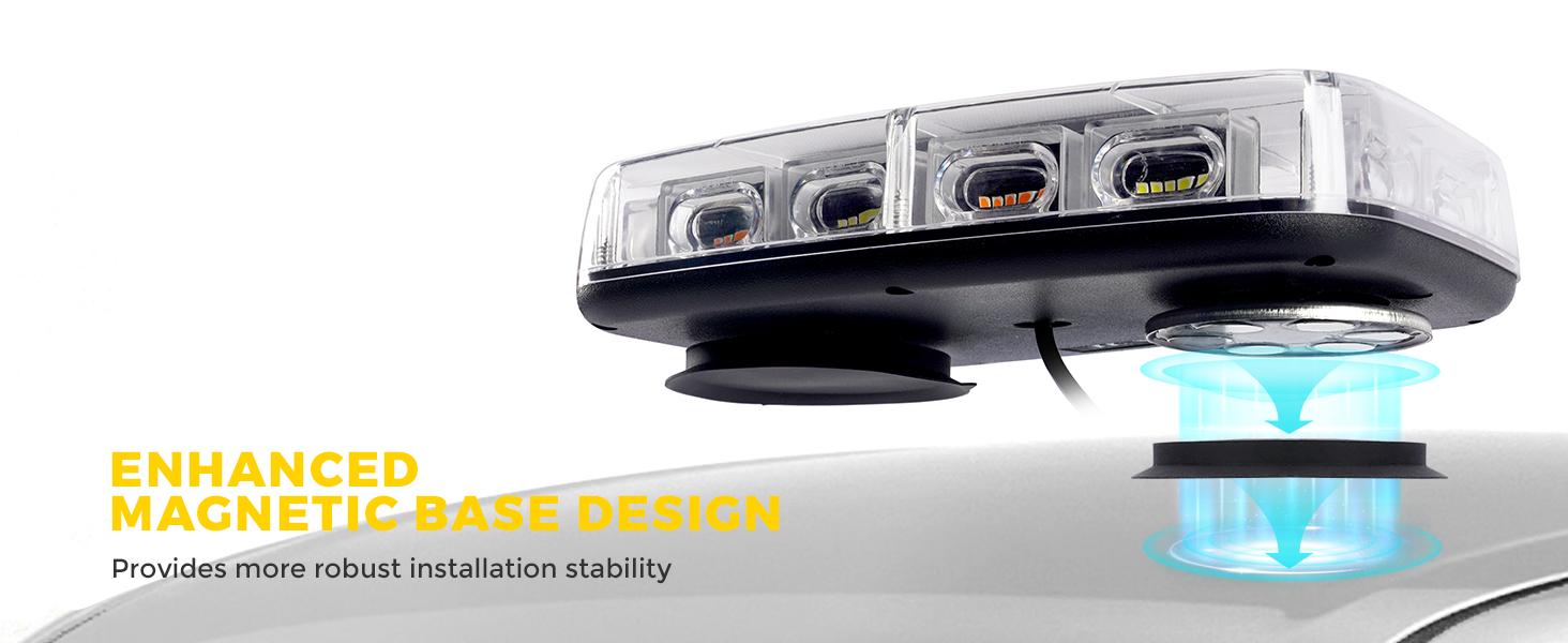 DIBMS 48 LED Roof Top Strobe Light Bar, High Visibility Emergency Warning, Waterproof, Magnetic Base, Universal Fit for Trucks, Snow Plows, Construction Vehicles