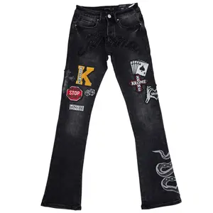 MAX KROME MEN'S FLARE FIT PATCH WORK EMBROIDERY KR-3042