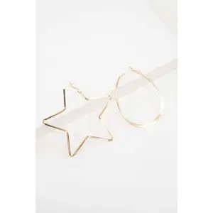 Lovoda 2D Shapes Asymmetrical Hoop Earrings